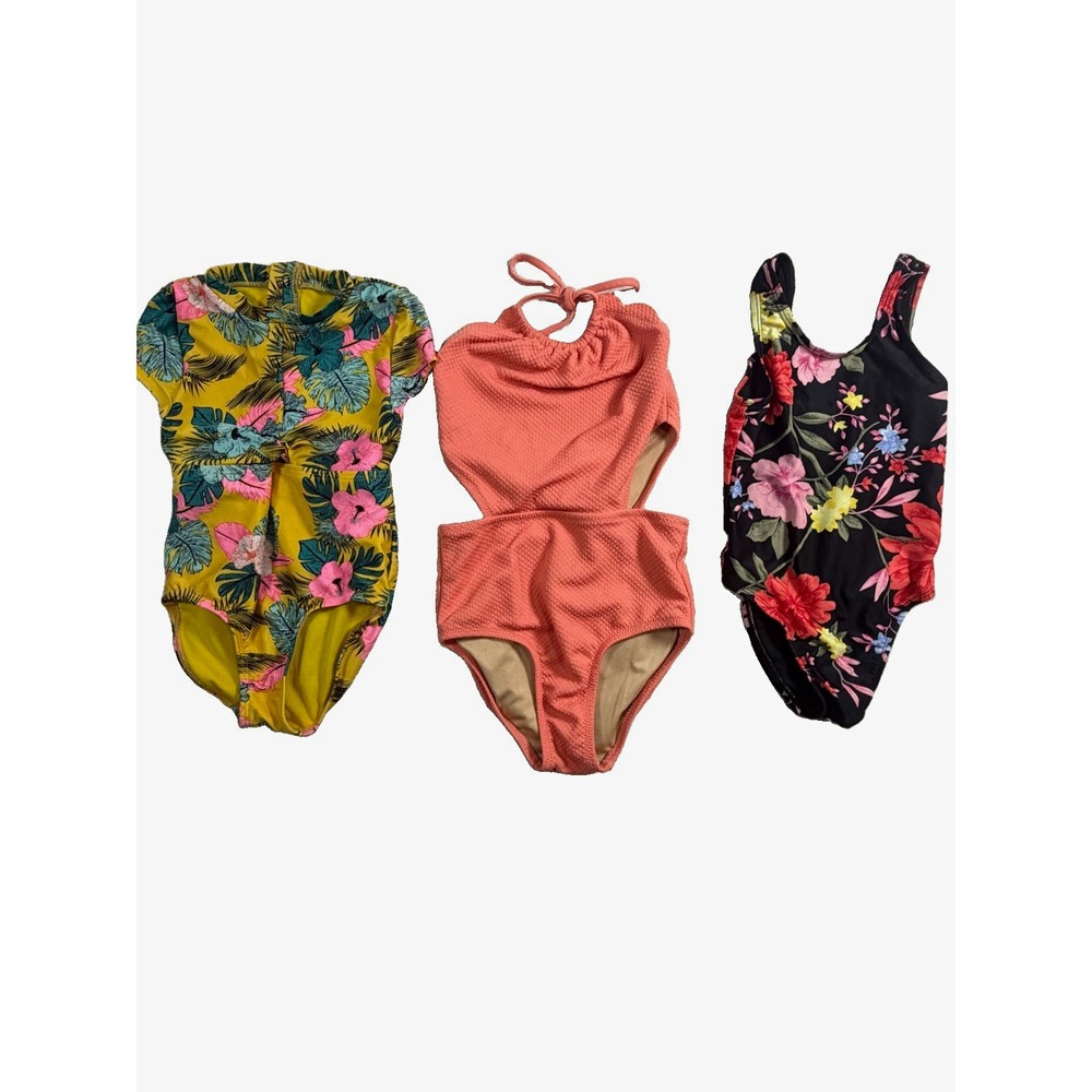 Girls Swimsuit Lot Size XS 5 Old Navy Cat & Jack One Piece Floral Swimwear